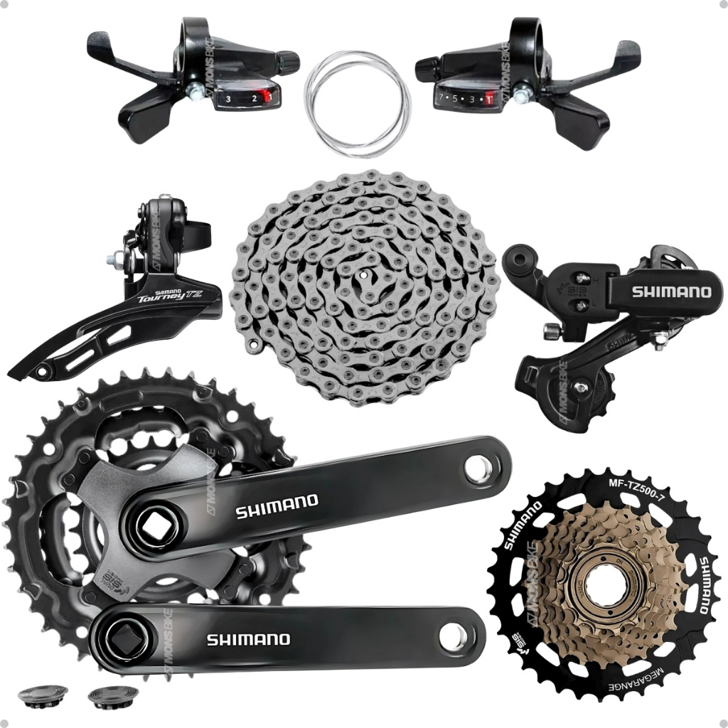 Kit 21 Marchas Shimano Câmbios Alavancas Rapid Fire Catraca Megarange Pedivela Relação Completa MTB