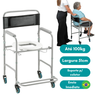Cadeira Para Banho Dobravel Higienica Rodas Geriatrica de Idoso Dellamed D30 Sanitária 100kg em Oferta na Shopee