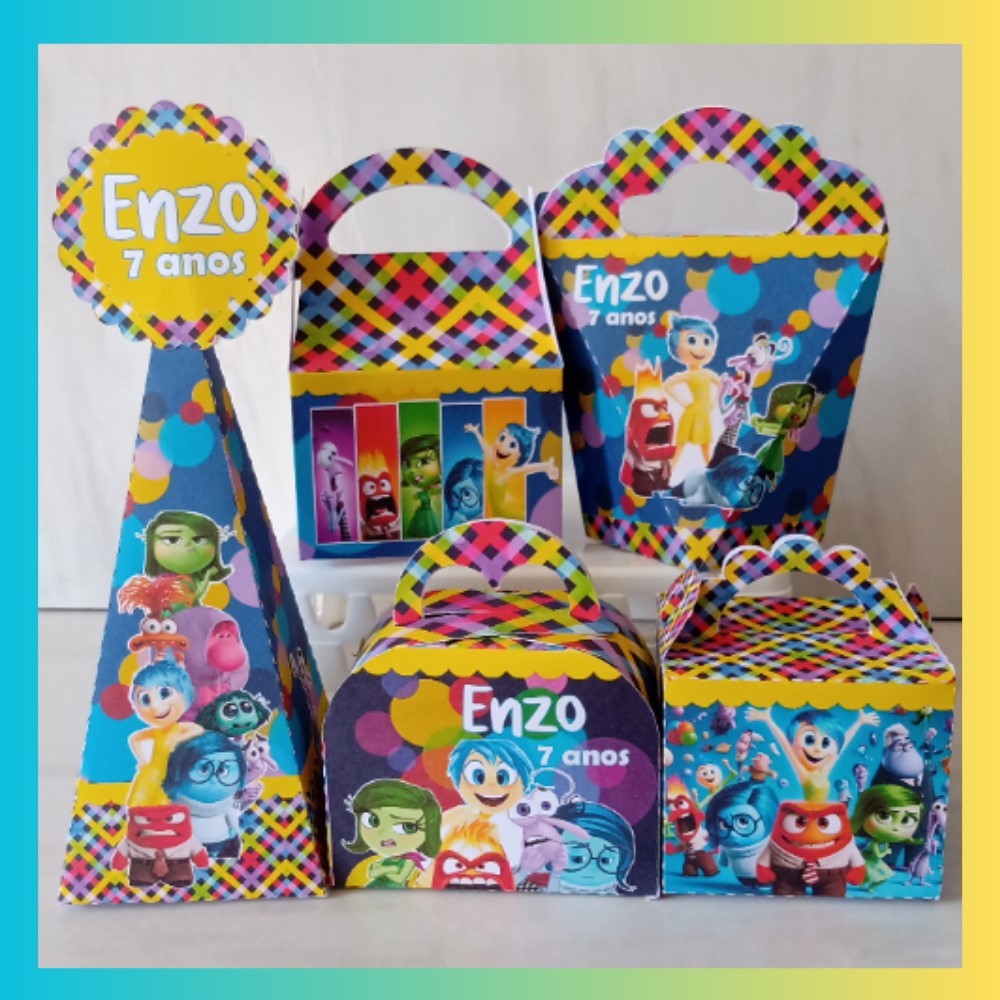 Kit festa Divertidamente Personalizada Lembrancinhas Caixinhas Decoração Mimo Aniversário Festa Infantil | Pegue e Monte