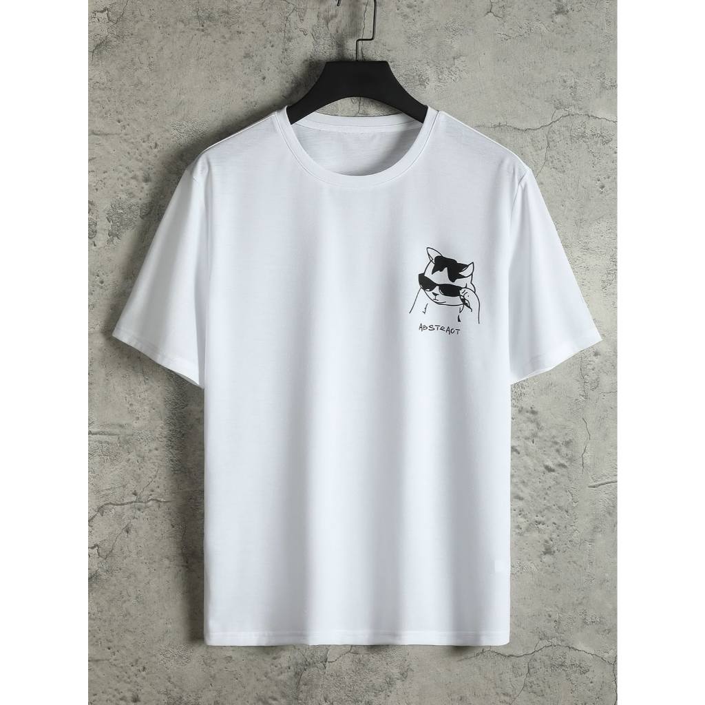 Camisetas Masculinas e Femininas Unissex 100% Algodão Estampas Gato De Óculos,Montanha,Fantasma,Japa