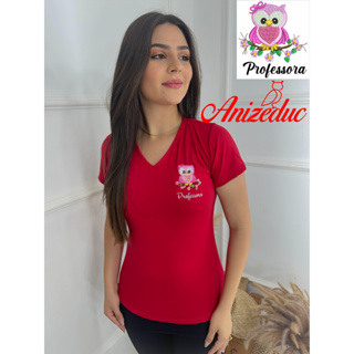 Camiseta Blusa Feminina Coruja Professora Uniforme Confortável em Oferta na Shopee