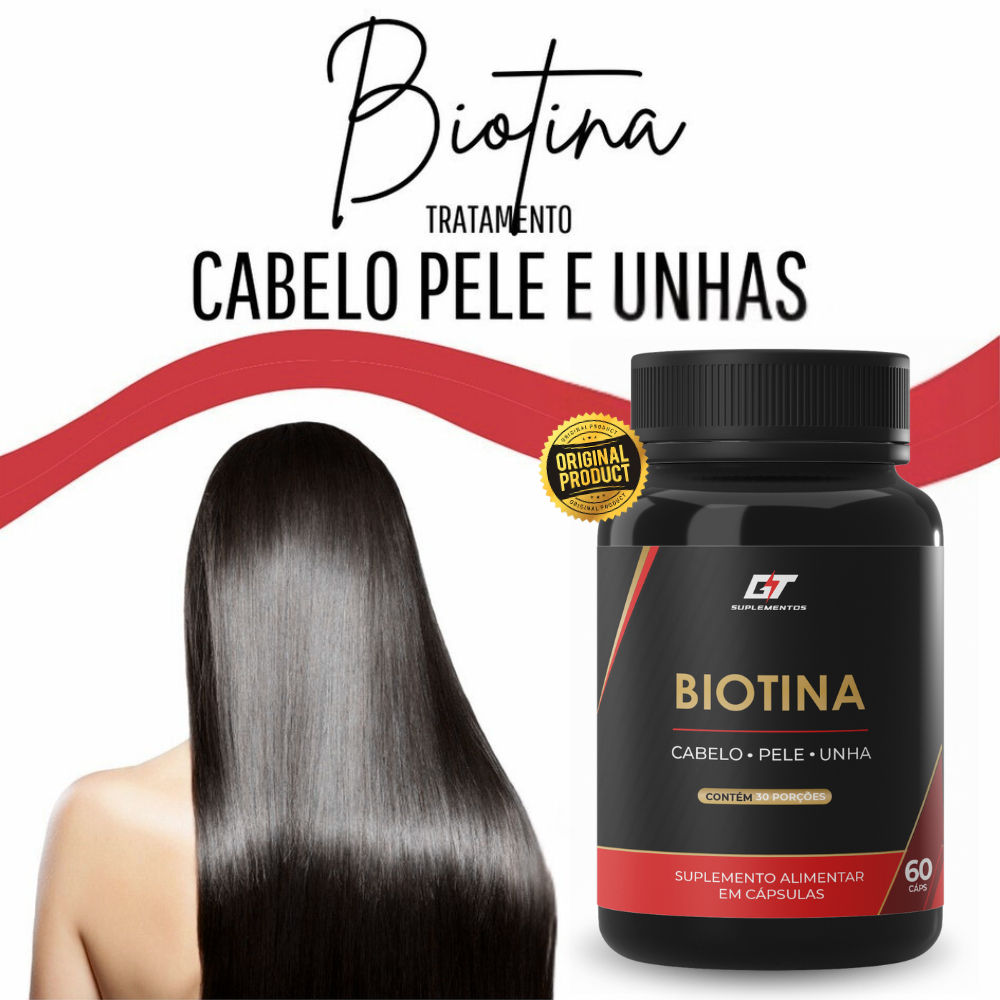 Biotina 60 Cápsulas – Vitaminas para Beleza da Pele, Cabelos e Unhas Envio Imediato