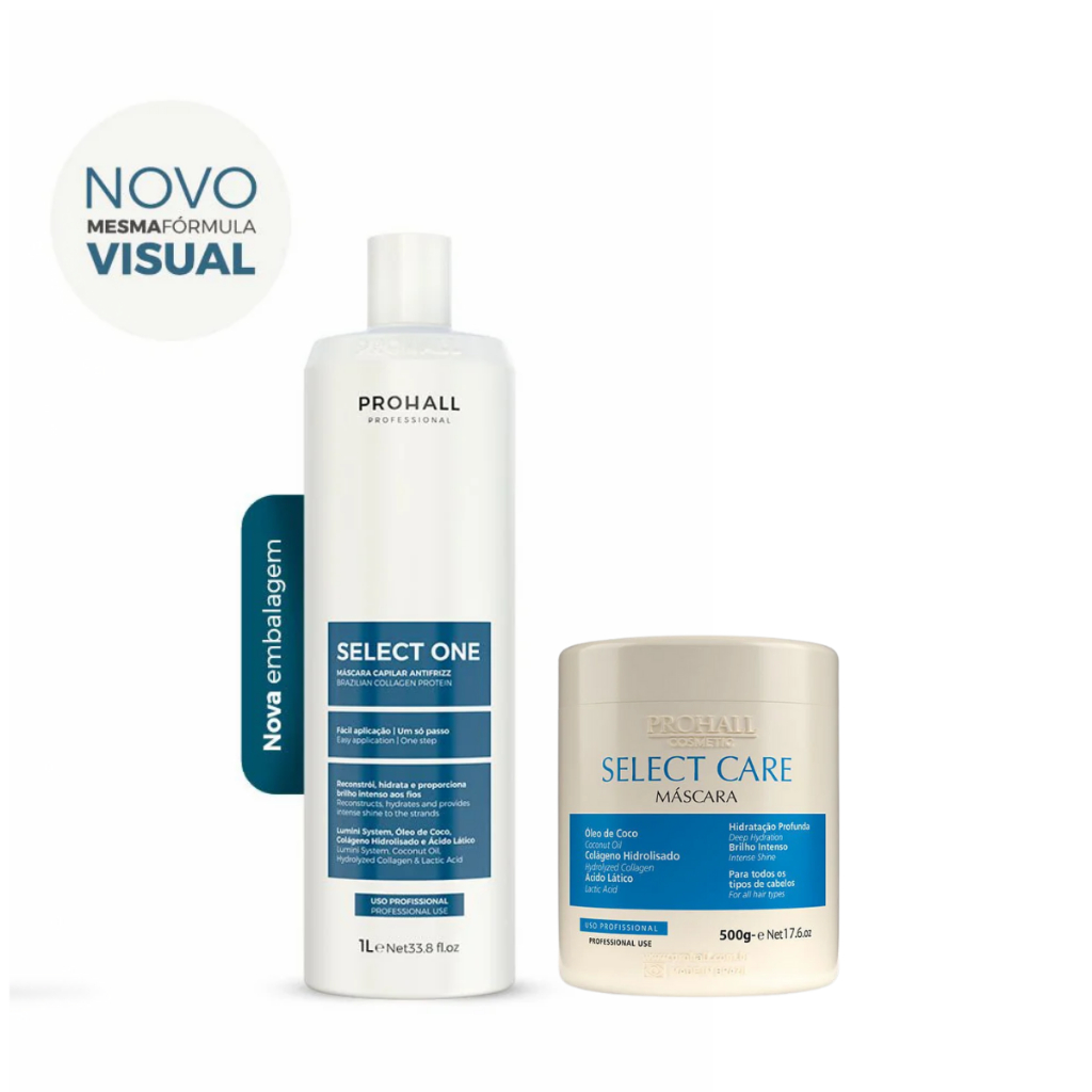 Escova Progressiva Select One Prohall 1 Litro + Máscara Hidratante Pós Progressiva Select Care 500g