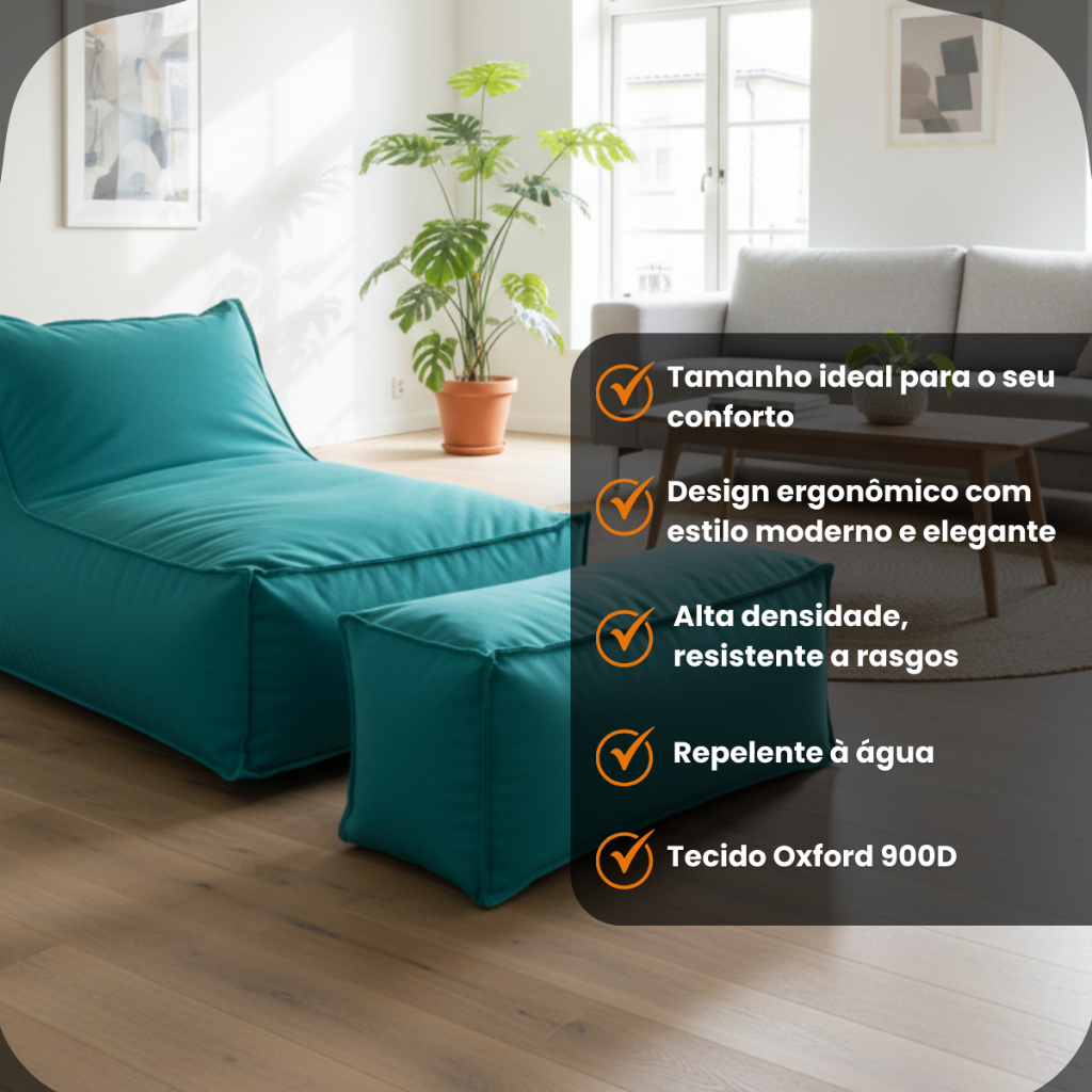 Capa Puff Poltrona Sofá Premium Decorativo Quarto Conforto Pés Para Area Externa Facil Secagem · foto 2
