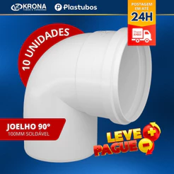 kit 10 peças conexão joelho cotovelo 100mm esgoto 90 graus KRONA/PLASTUBOS