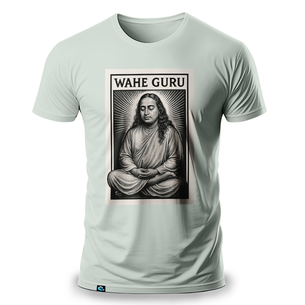 Camiseta Masculina Wahe Guru, Sri Paramahansa Yogananda - Kriya Yoga Autobiografia de uma Iogue Zen