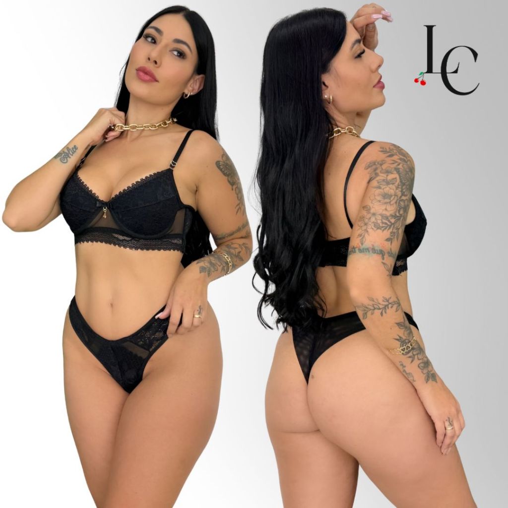 Conjunto Sem Bojo Com Aro Lingerie De Tule Luxo Blogueira Atacado Luma