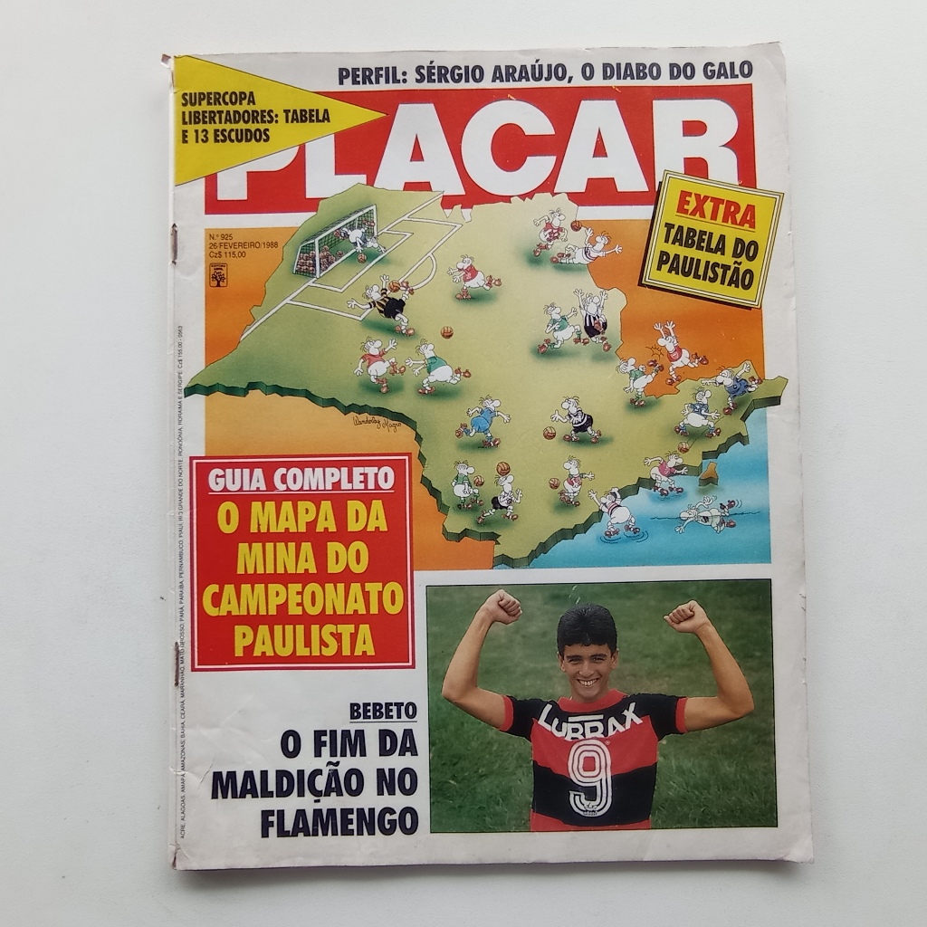 Revista Placar nº 925 - Fev/1988 - Bebeto / Santos / Campeonato Paulista