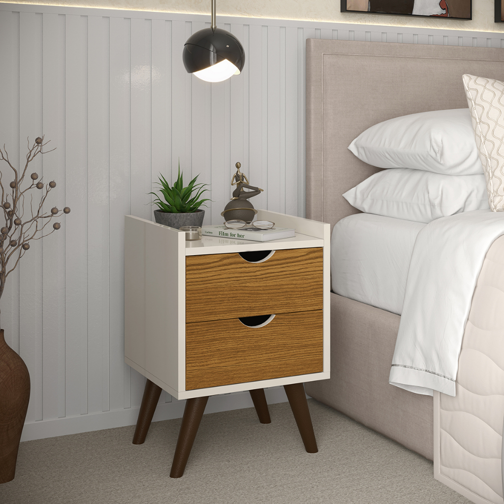 Mesa de Cabeceira Criado Juma Pés Antiumidade Corrediças Telescópica Quarto Decor Cores