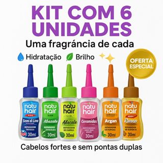 Kit C/ 6  Reparador de Pontas NatuHair 30ML Óleo Reparador  Brilho e Crescimento em Oferta na Shopee