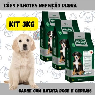 Billy Dog Ração Premium Cães Filhotes Refeição Diária Carne Cereais Batata Doce 3kg em Oferta na Shopee