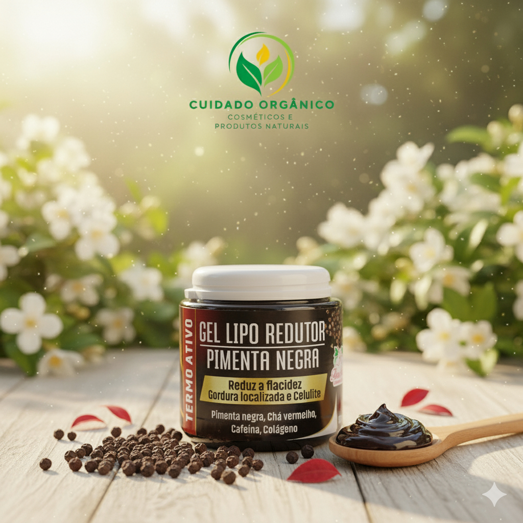 Gel redutor de medidas pimenta negra, chá vermelho, cafeína e colágeno - 500g