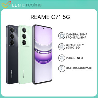 Realme C71 5G, Câmera de 50MP com 128+6GB RAM ou 256+8GB RAM, Processador MediaTek Dimensity 6300, Versão global