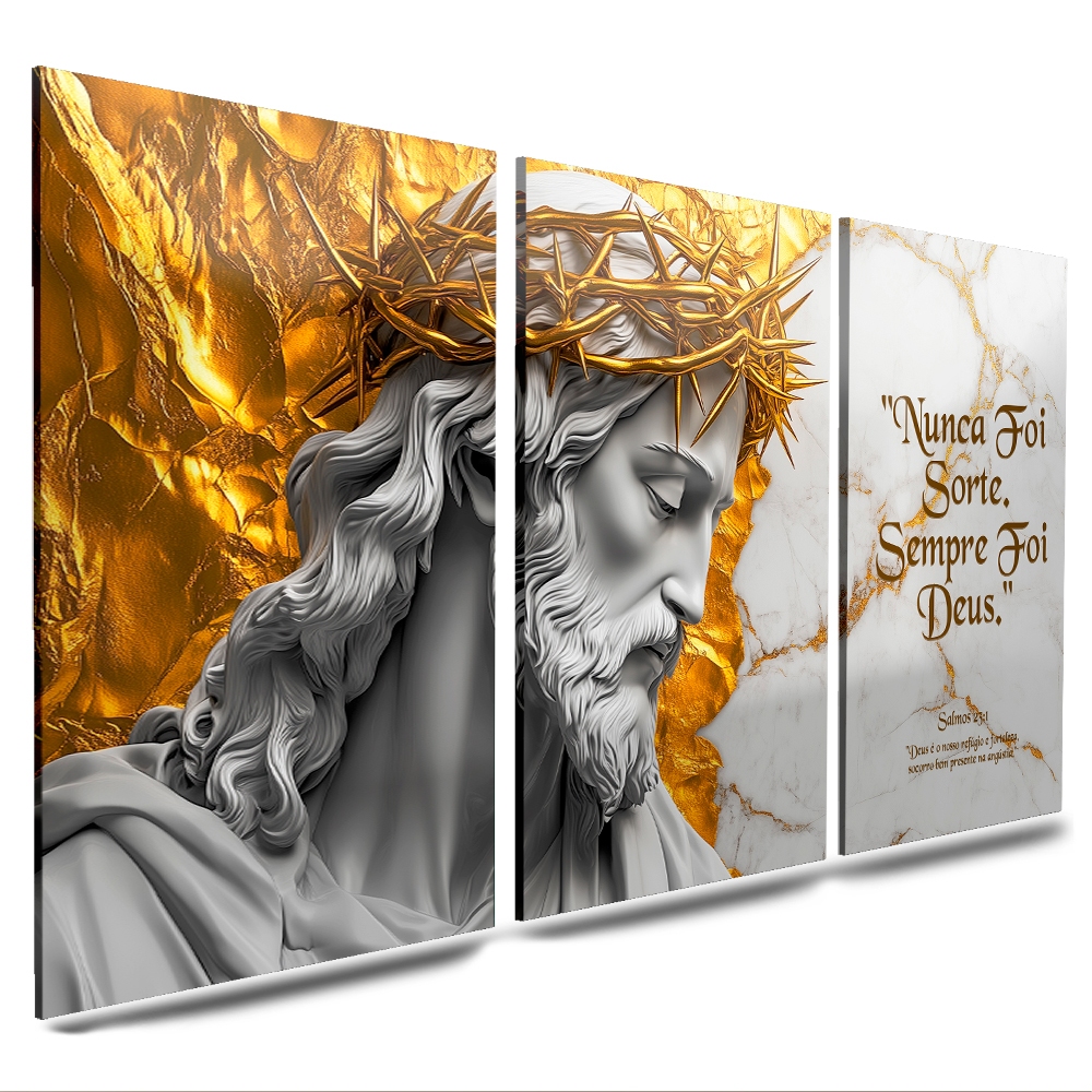 Quadros Decorativos Sala Jesus Cristo Com Frases Nunca Foi Sorte Sempre Foi Deus em Oferta na Shopee