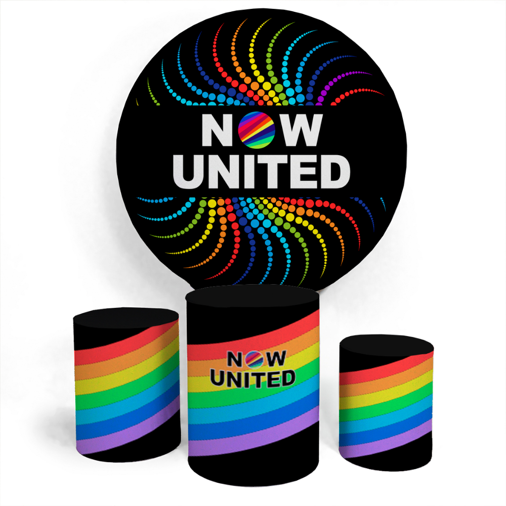 Kit Painel Now United NU Decoração Redondo Capa Veste Fácil E Capa Trio Cilíndro Personalizado Festa De Aniversário
