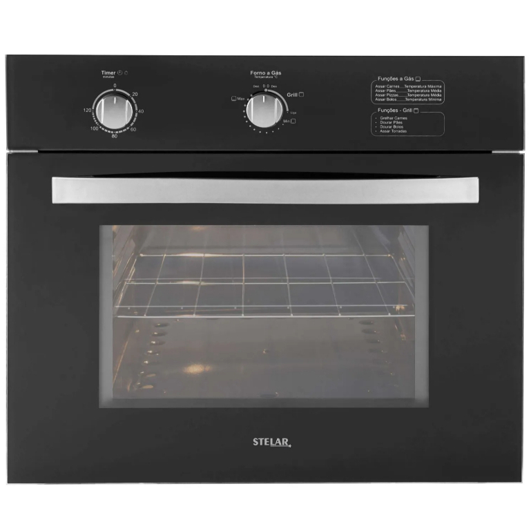 Imagem Forno a Gás de Embutir Stelar Topázio 46L Preto GLP ou Gás Natural GN
