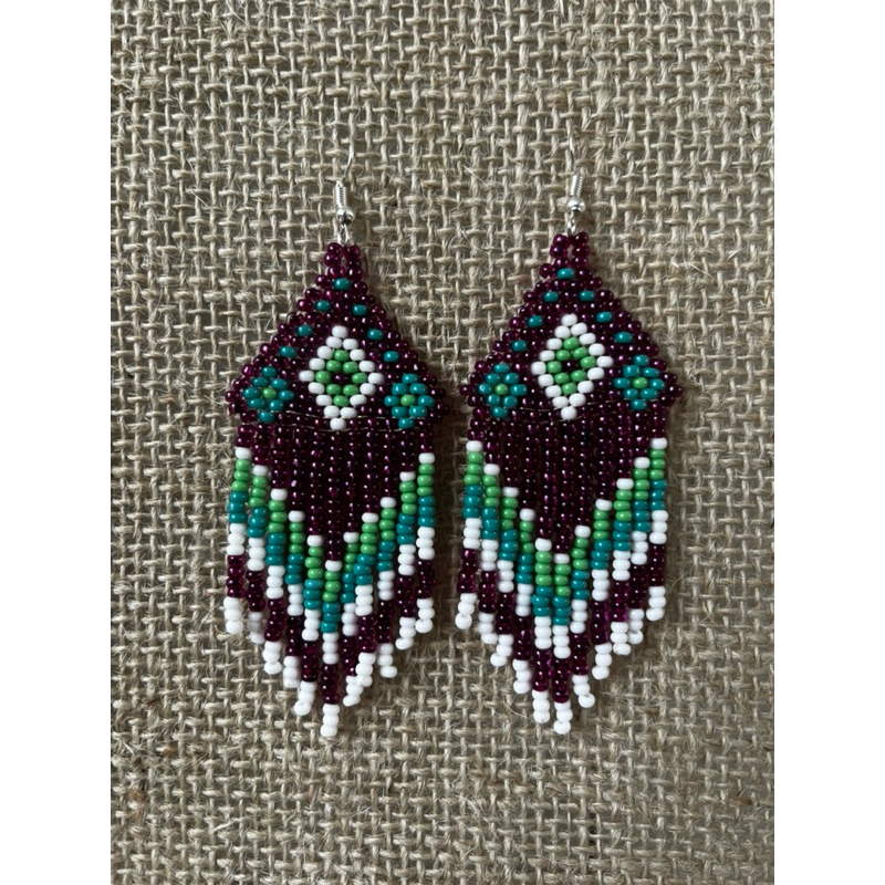brincos boho chic/brincos de miçangas roxo