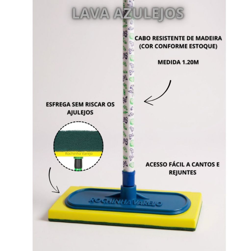 Lava Azulejo (com Cabo) Esfregão Abrasivo Esponja Limpa Piso Lava Azulejo em Oferta na Shopee