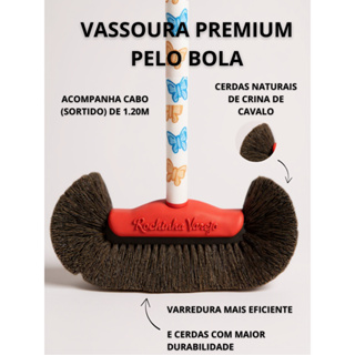 Vassoura Pelo Bola de Crina Natural  (com  Cabo) Ideal para não quebrar os cantinhos dos seus móveis em Oferta na Shopee