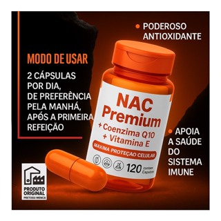 NAC Premium 600mg + Coenzima Q10 200mg + Vitamina E 100mg 120 Cápsulas Antioxidante  Lot Nutrition em Oferta na Shopee