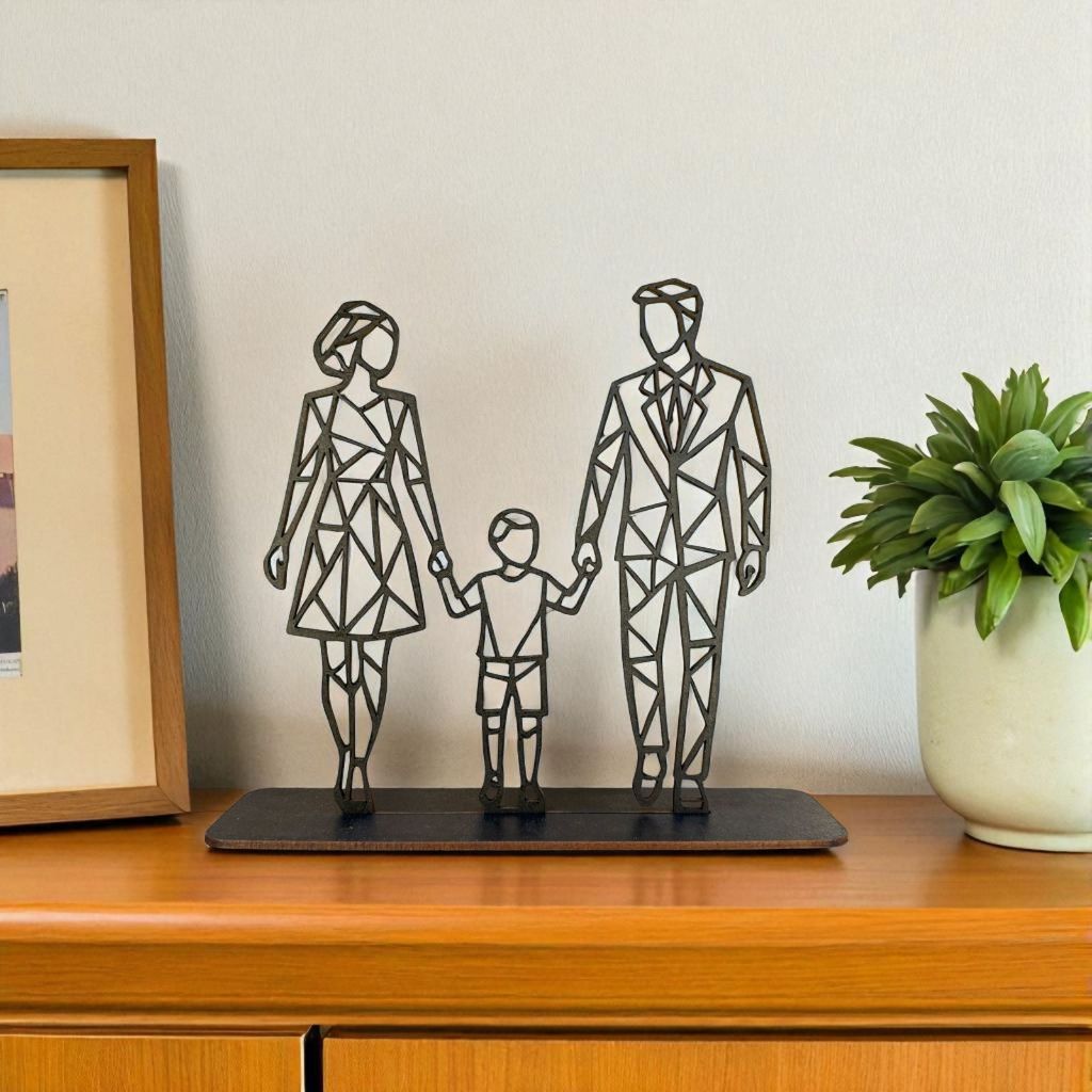 Família Na Base Decoração Sala Mdf Enfeite Estante Escritório