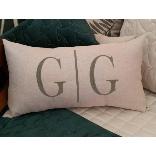 Almofada Personalizada INICIAL | INICIAL Com Enchimento Cama Posta Casal Bordada (01 UNIDADE) 50x30