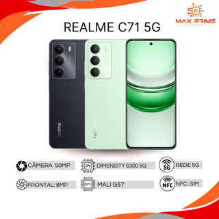 Realme C71 5G, Versão global, 256GB/128 e 6/8GB RAM, Processador MediaTek Dimensity 6300