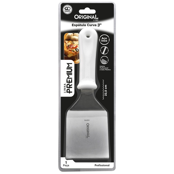 Espátula Curva de Aço Inox Nº3 Original– Ideal para Chapas, Hamburguerias e Cozinhas Industriais