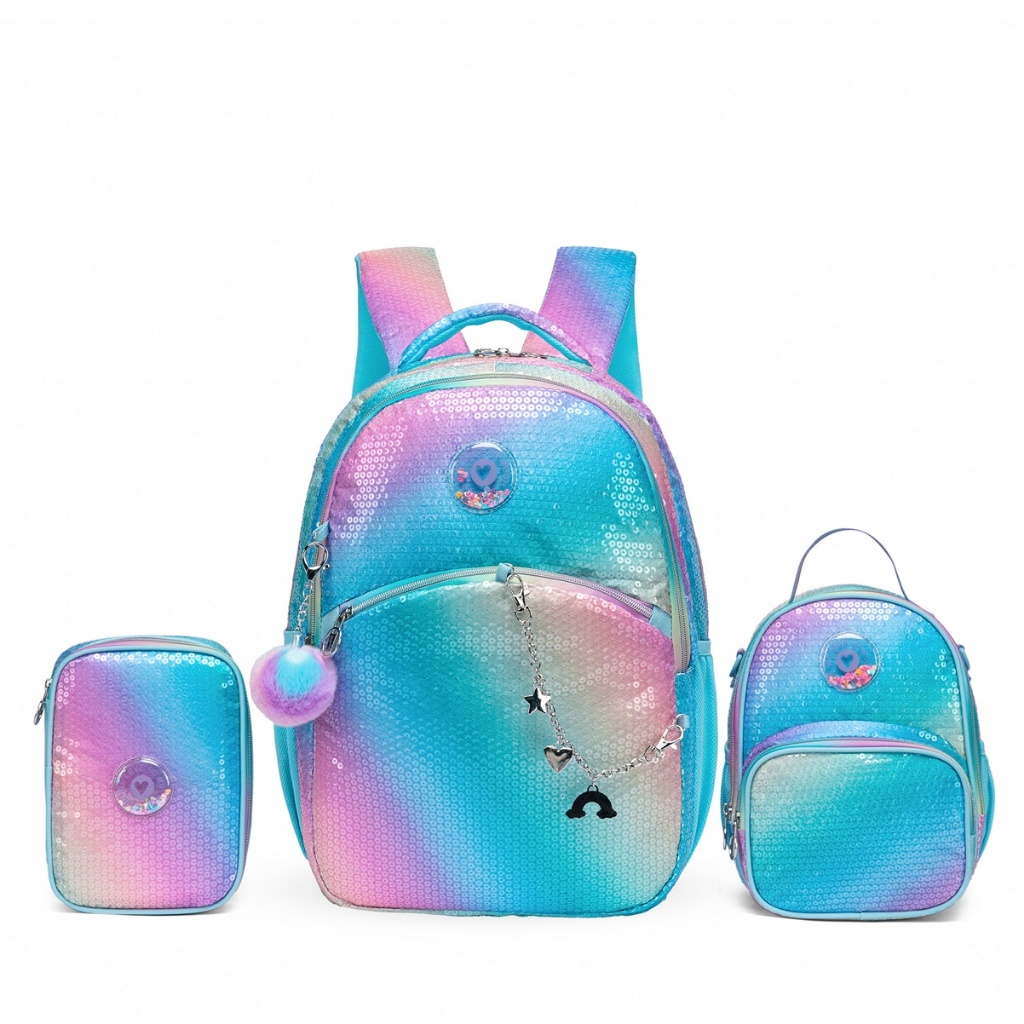 Kit Mochila Lancheira Estojo Spector Menina Bolsa Escolar Reforçada Passeio Viagem Robusta