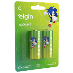 Pilha Alcalina C LR14 Médio Brinquedos Câmeras Rádios Elgin