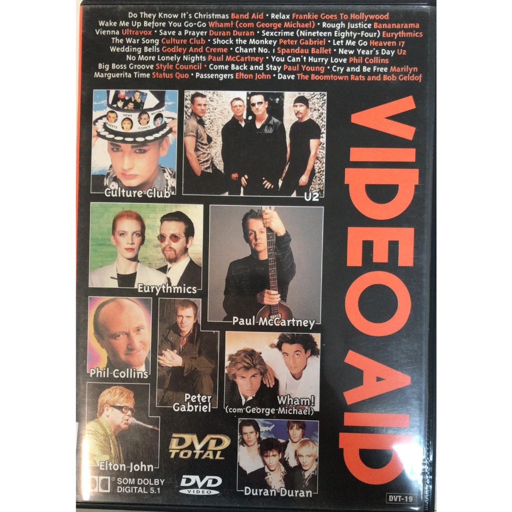 DVD ORIGINAL VIDEO AID (CULTURE CLUB, U2, PAUL MCCARTNEY, PHIL COLLINS, ELTON JOHN, DURAN DURAN)