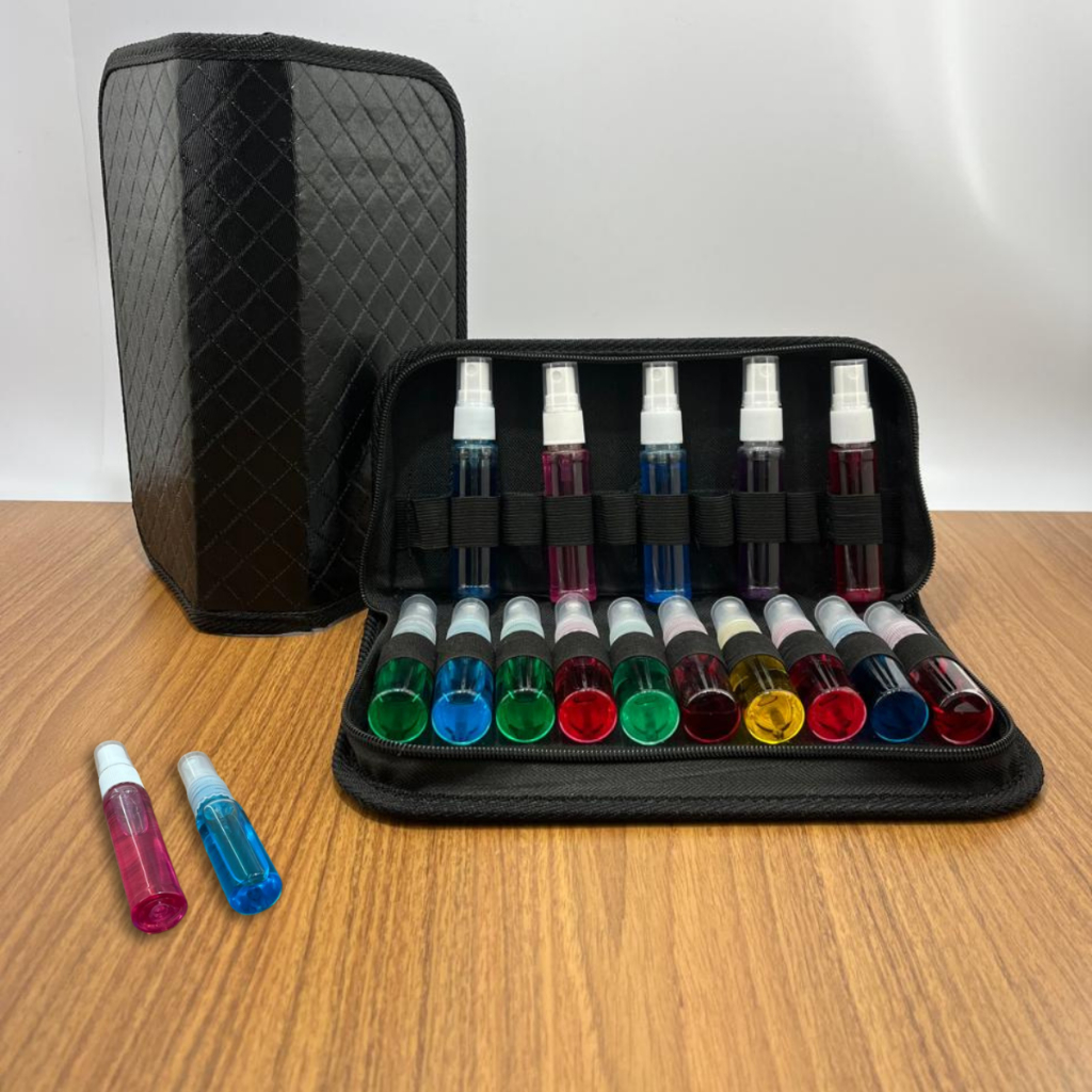 Estojo Demonstrador 20 lugares Decants  - Flaconetes de Perfume de 15 a 25ml - Nylon Zíper