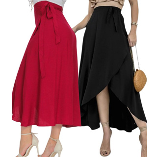 kit 2 saia Longa Envelope Vários Jeito De Amarrar Cintura Alta Transpassada em Oferta na Shopee