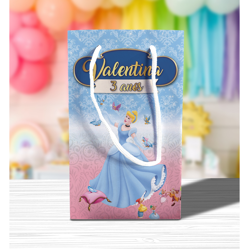 Sacolinhas para festa personalizada Cinderela em pé Princesa