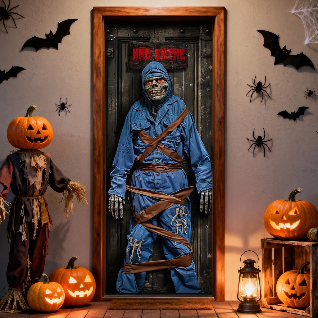 Capa de Porta Halloween Monstro Painel Retangular Decorativo Tecido Sublimado 0,85x2,10m - PTA-09 em Oferta na Shopee