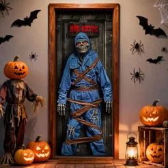 Capa de Porta Halloween Decoração Terror Veste Porta Em Tecido Sublimado 0,80x2,10m