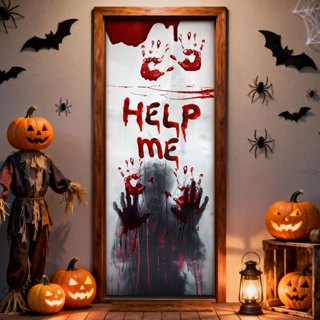 Capa de Porta Halloween Help Me Painel Retangular Decorativo Tecido Sublimado 0,85x2,10m - PTA-08 em Oferta na Shopee