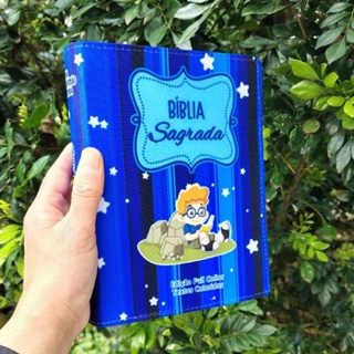 Bíblia  Azul Palavras Jesus em Vermelho Infantil Com Índice Capa Ilustrada Evangélica em Oferta na Shopee