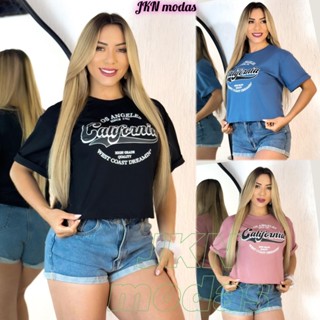CROPPED  Oversized feminino Manga Japonesa CALIFORNIA 100% algodão moda gringa em Oferta na Shopee