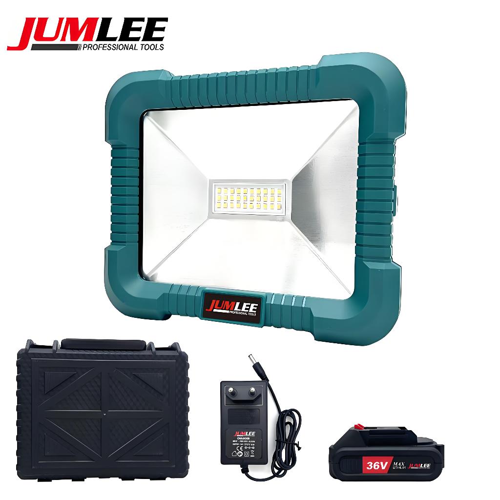 Reflector Holofote LED 400W Sem Fio 36V a Bateria Recarregável Portátil Super Brilhante JUMLEE