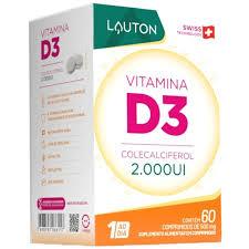Vitamina D3 Colecalciferol 2000 Ui com 60 Capsulas Lauton em Oferta na Shopee
