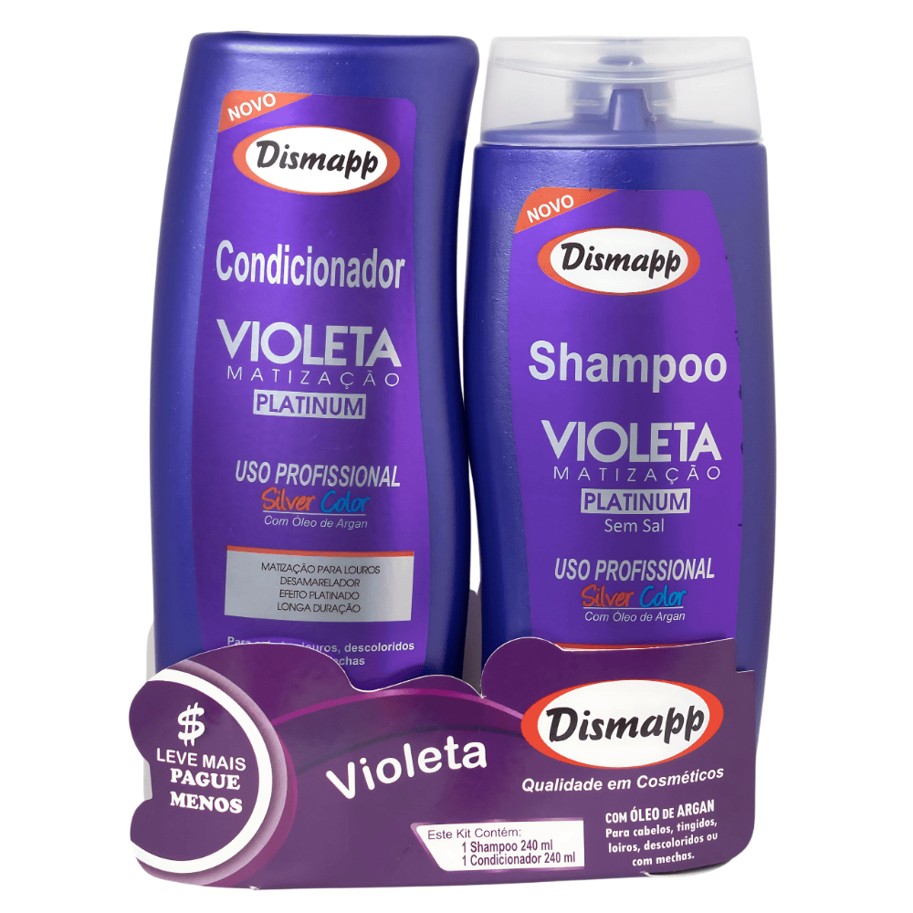 Kit Shampoo e Condicionador Violeta Desamarelador Dismapp 240 ml
