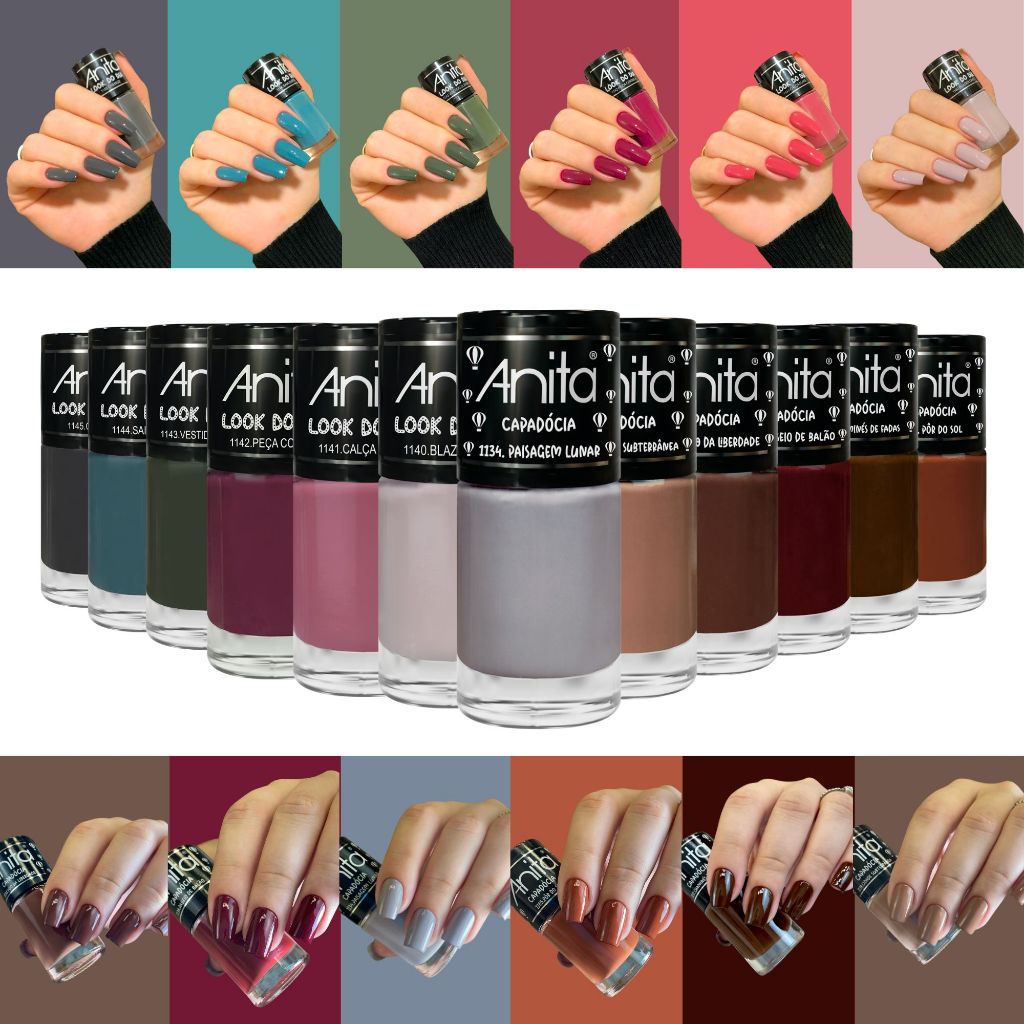 Kit 12 Esmalte Anita Coleção Capadócia Look do dia Esmalte Atacado