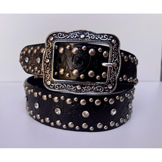 Cinto Country Feminino em Couro Legítimo | Cinto Cravejado Artesanal Estilo Western Durável em Oferta na Shopee