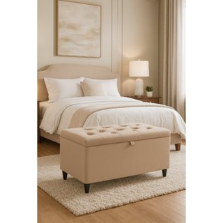 Puff Baú pé de cama 1,20 cm no Sued Capitone (Porta Objetos e Brinquedos) em Oferta na Shopee