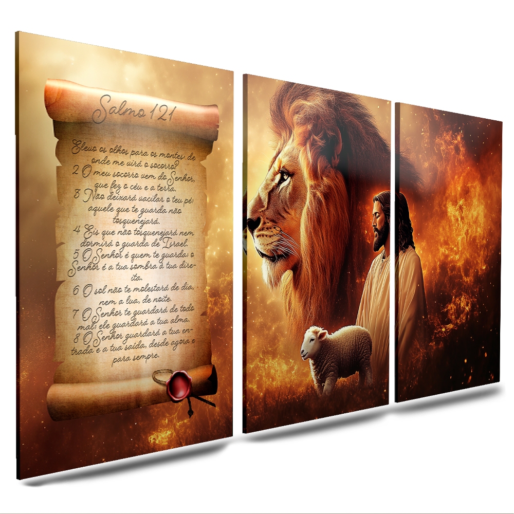 QUADROS RELIGIOSOS SALMO 121 PARA SALA QUARTO ESCRITORIO JESUS LEÃO em Oferta na Shopee