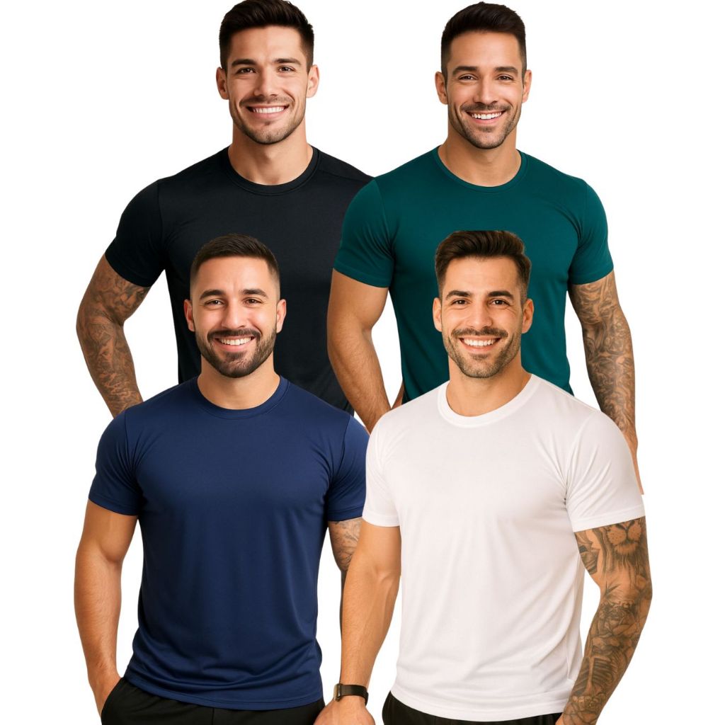Kit 25 Camisetas Masculinas Dry Fit Moda Esportiva Casual Exercícios Academia Treino Esportes