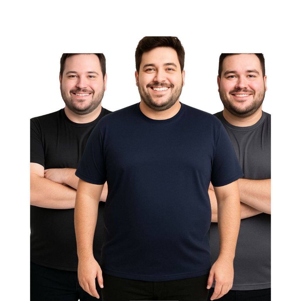 Kit 3 (TRES) CAMISETAS PLU SIZE   Masculina -  Treino Academia Esportes Exercícios Corrida