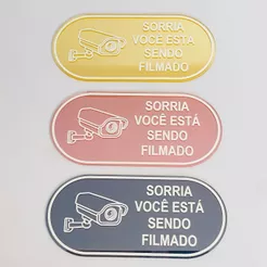Placa Sorria Você Está Sendo Filmado Acrílico Espelhado Impressão UV Câmera Segurança