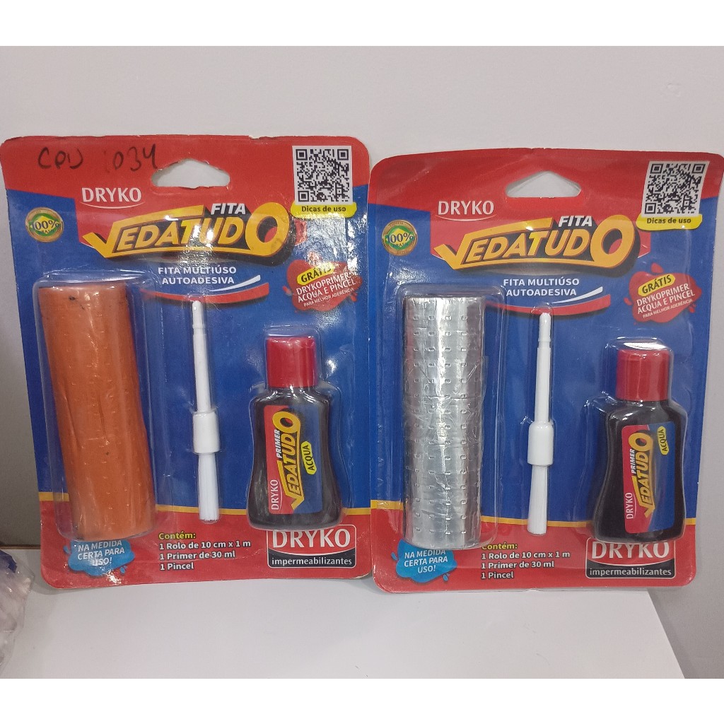 Kit Manta Asfáltica Fita Vedatudo Adesivo com Alumínio e Terracota Multiuso Telhado - Parede - Calha 10cm x 1m